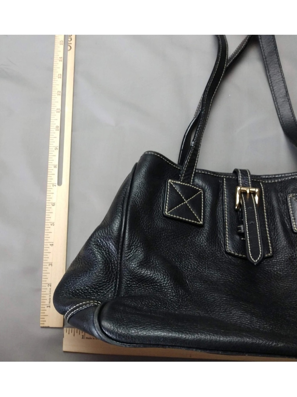 Dooney & Bourke Black Pebbled Leather Double-Handle Shoulder Bag - Picture 4 of 11